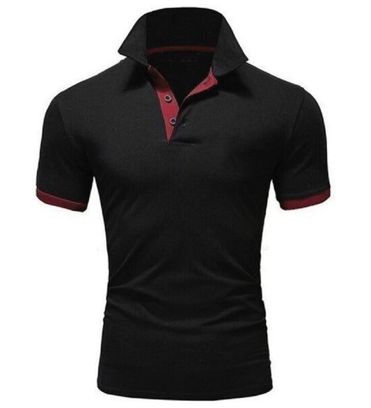 Men's Black & Red Contrast Polo Shirt